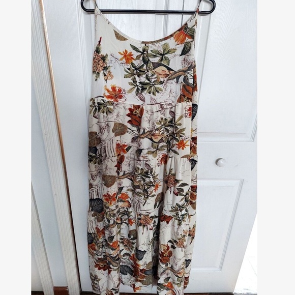 Plus Floral Tropical Print HIgh Waisted Flowy Cami Maxi Dress - Picture 3 of 7